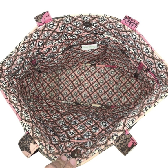 Vera Bradley Pink and Brown Quilted Tote Bag - Picture 6 of 10